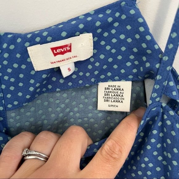 Levi’s Blue Polka Dot Tie Waist Romper - Picture 8 of 11